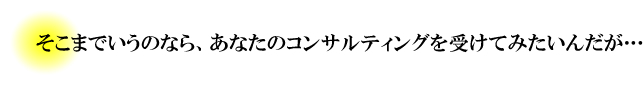 そこまでいうのなら、あなたのコンサルティングを受けてみたいんだが…